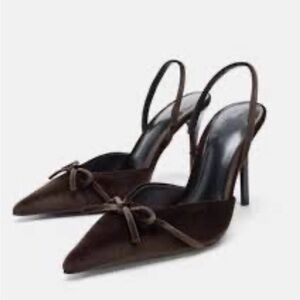 Zara Dark Brown Velvet Slingback Heels
